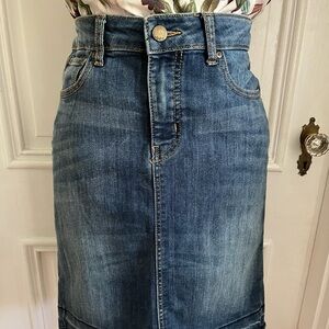 GAP Denim Pencil Skirt Blue distressed raw hem